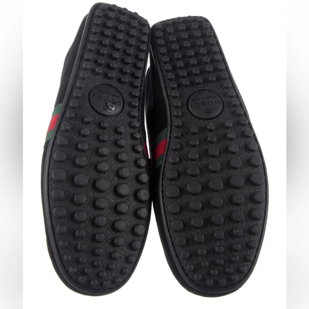 Gucci Black Suede Web Accent Driving moccasins size 7.5
